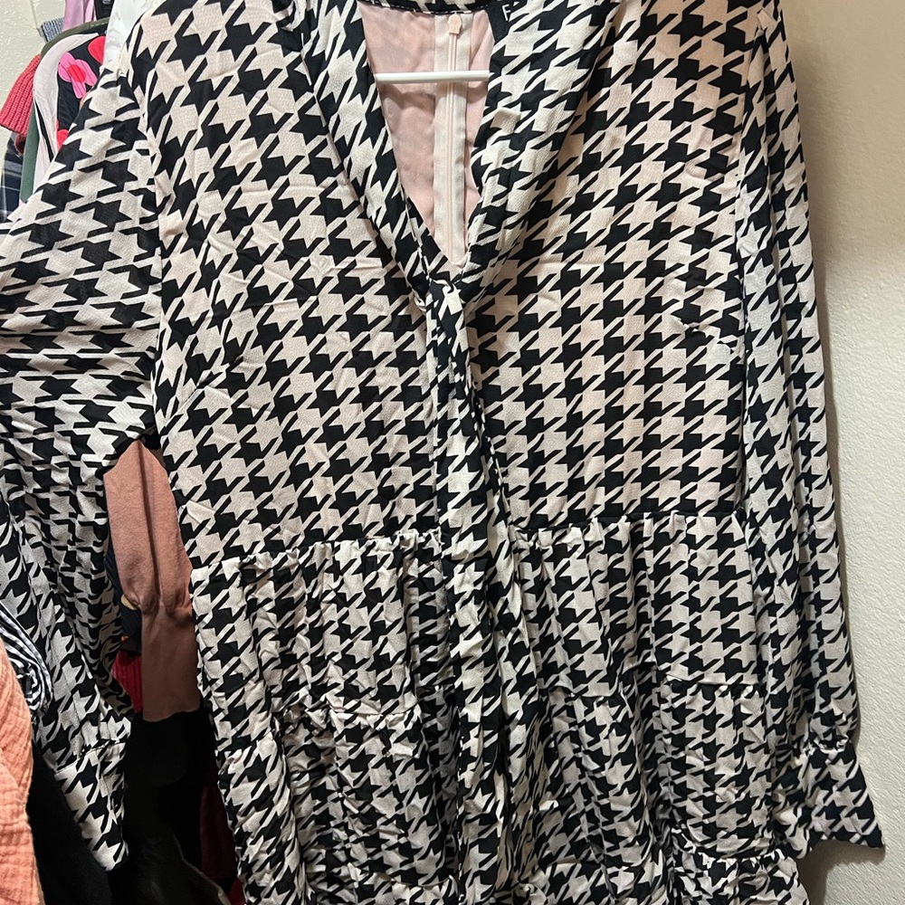 Stylish Black and White Houndstooth Women's dress